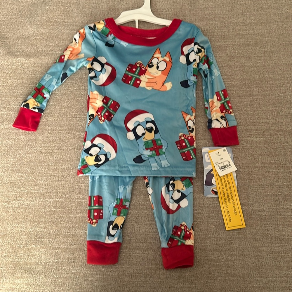 Bluey 2 piece Christmas pajamas Size 18 mo. NWT.